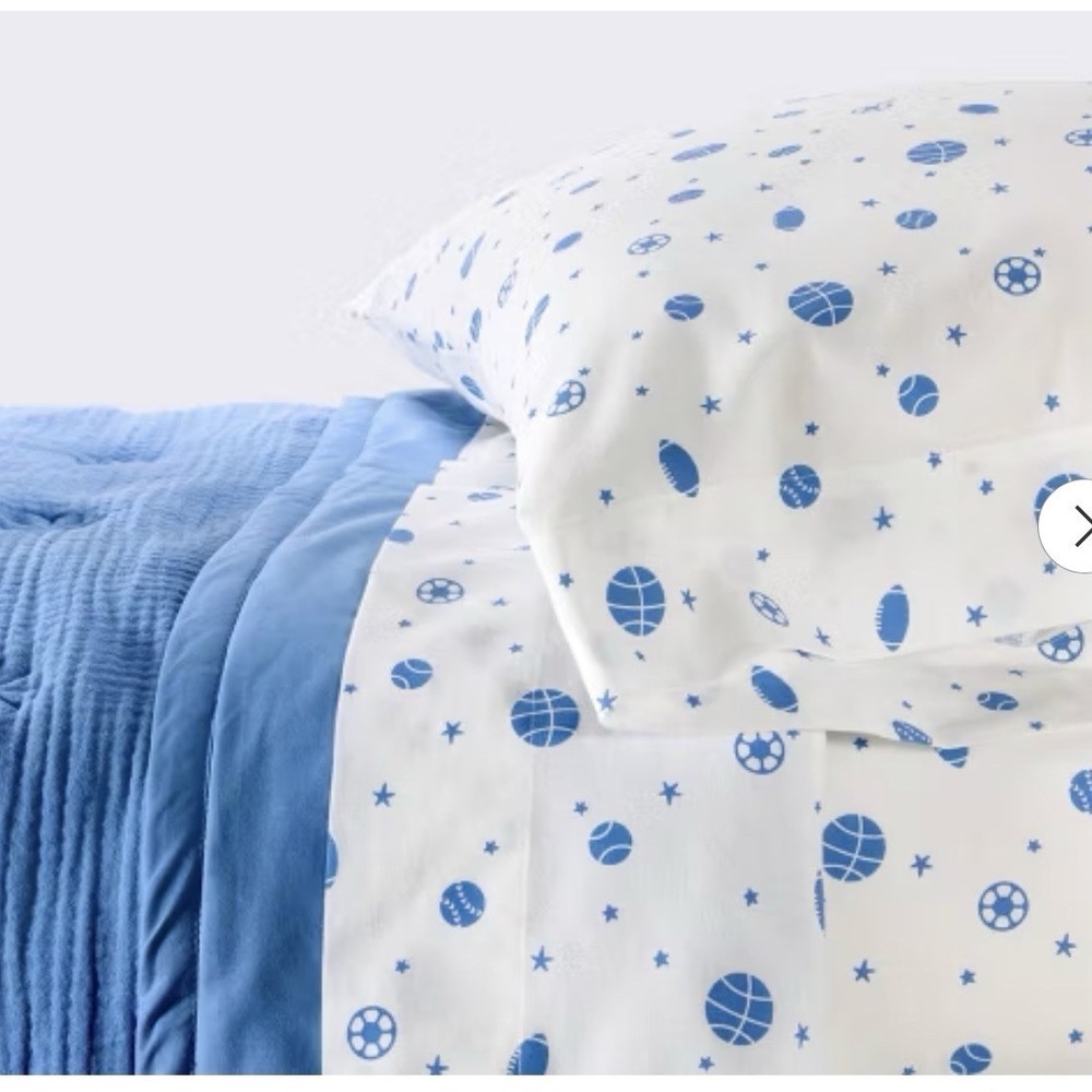 Toddler 4 Piece Bedding Set Blue Sports Cloud Island Target Cotton New